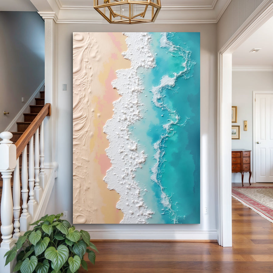 Minimalist Pink and Blue Ocean Wall Art