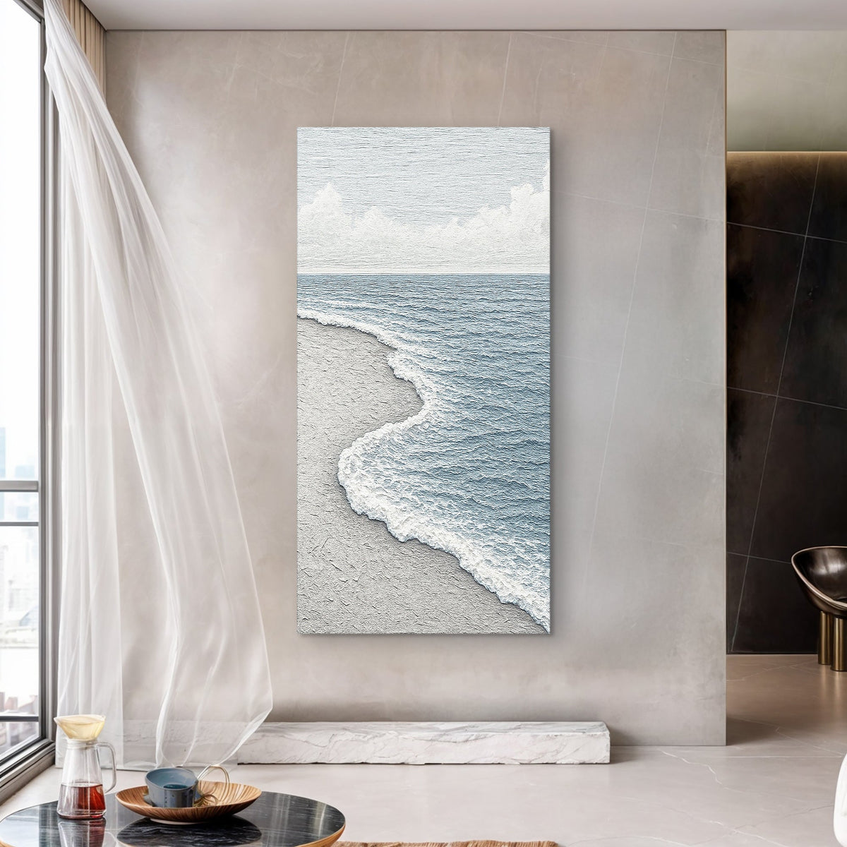 White Waves Abstract Wall Art