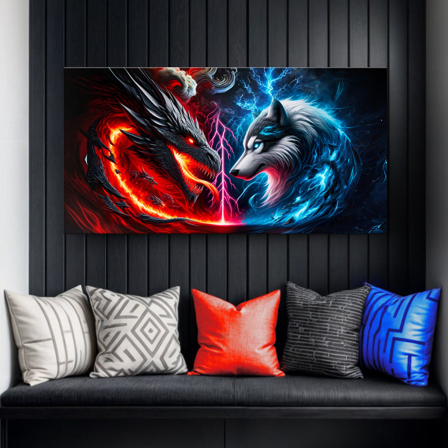 Dragon and Wolf Wall Art VI