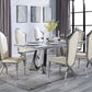 Destry - Dining Table With Engineering Stone Top & Pedestal Base - Engineering Stone Top & Mirrored Silver