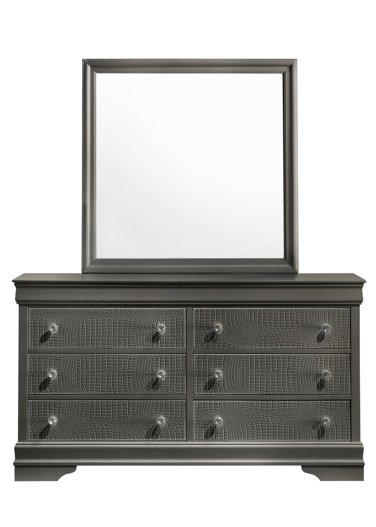 Blaze Modern Style Mirror Made with Wood in Metallic Gray