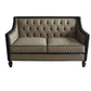 House Beatrice - Loveseat With 3 Pillows - Tan Synthetic Leather , Black Synthetic Leather & Charcoal