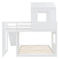 Wooden Twin Over Full Bunk Bed with Playhouse