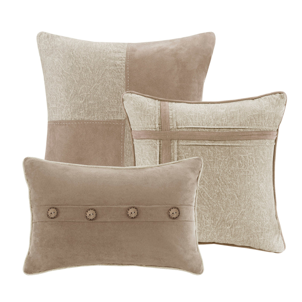 7 Piece Faux Suede Comforter Set Tan Queen