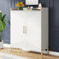 35.43 Inch White and Gold Shoe Cabinet
