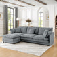 L-Shaped Sectional Sofa With Ottoman, Convertible 4 Seater Couch - view 3