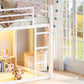 Twin Over Twin Bunk Bed with Storage Shelves and LED Lights