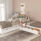 L-shaped Platform Bed with Trundle and Built-in Desk