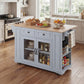 54" Mobile Kitchen Island with Glass Door Storage