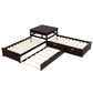 L-Shaped Platform Bed with Trundle and Built-in Desk