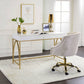 Lightmane - Vanity Desk (Same 92660) - White High Gloss & Gold
