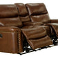 Ceretti - Power Reclining Console Loveseat - Brown Top Grain Italian Leather Match