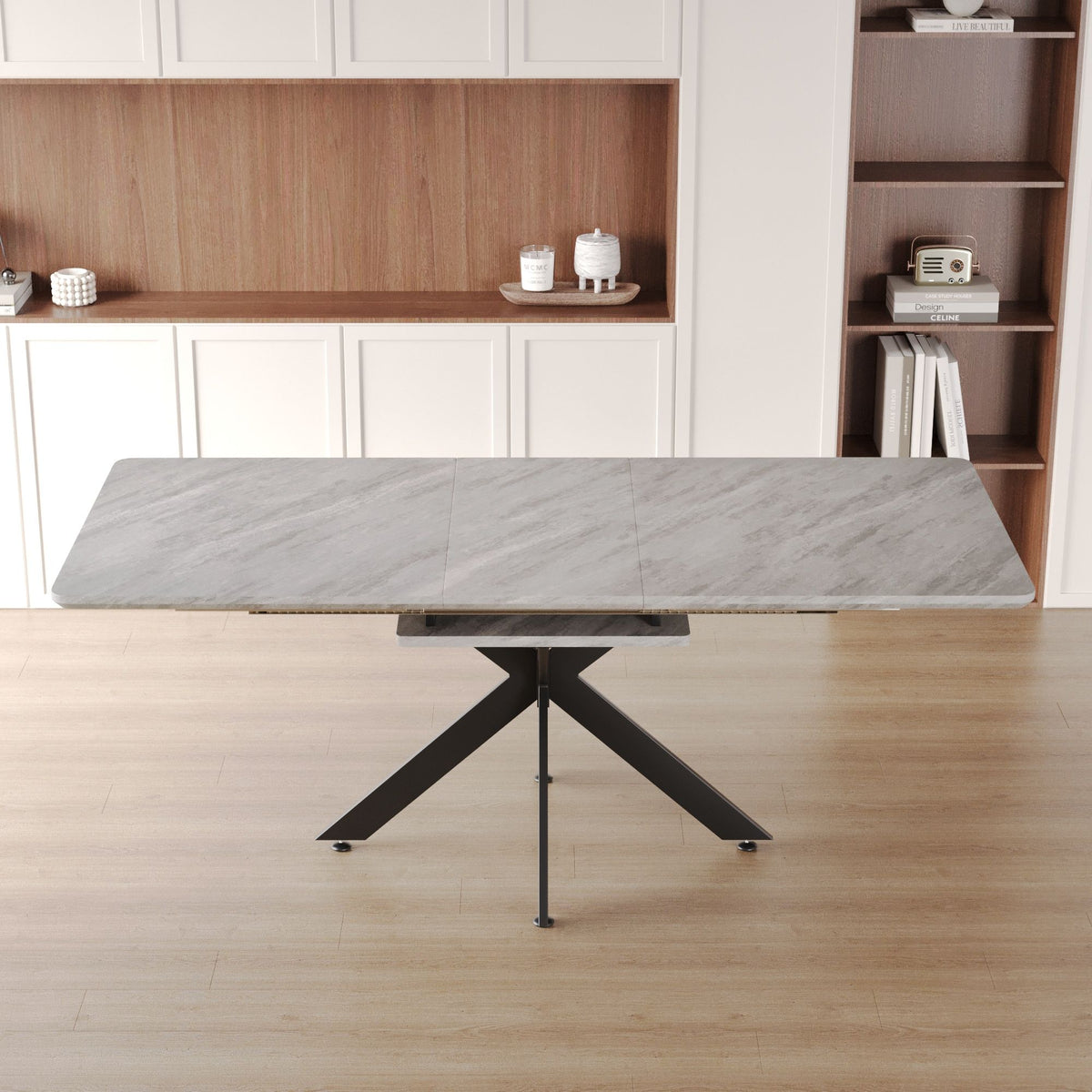 Modern Mid-Century Dining Table Set With Extendable Design - view 5