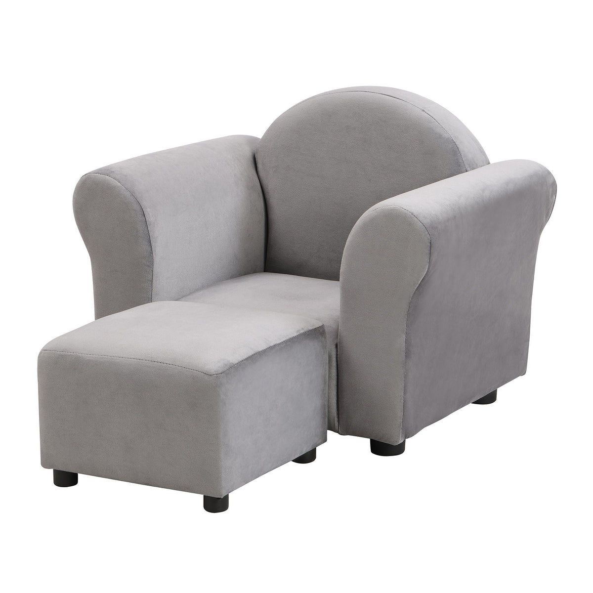 Kids Recliner Chair, Kids Upholstered Couch With Ottoman - Gray - view 4