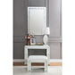 Nysa - Vanity Stool - Ivory Synthetic Leather , Mirrored & Faux Crystals
