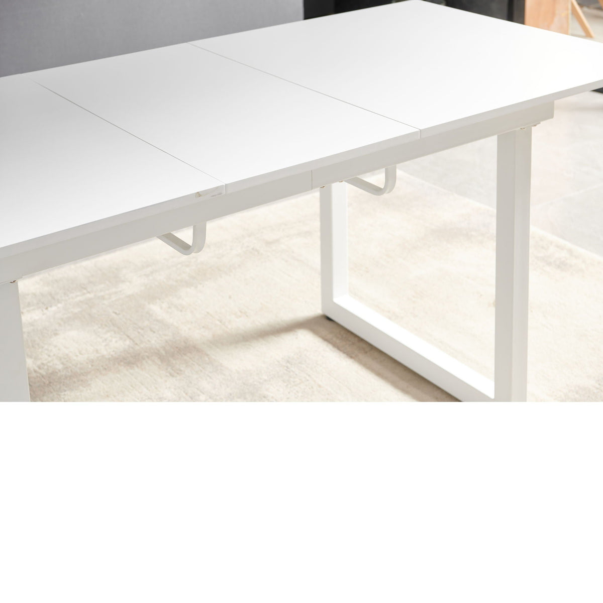 Square Extendable Dining Table With Metal Leg, Modern Space Saving Kitchen Table For Living Room - view 4