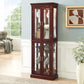 Lighted Curio Cabinet with Adjustable Shelves and Mirrored Back