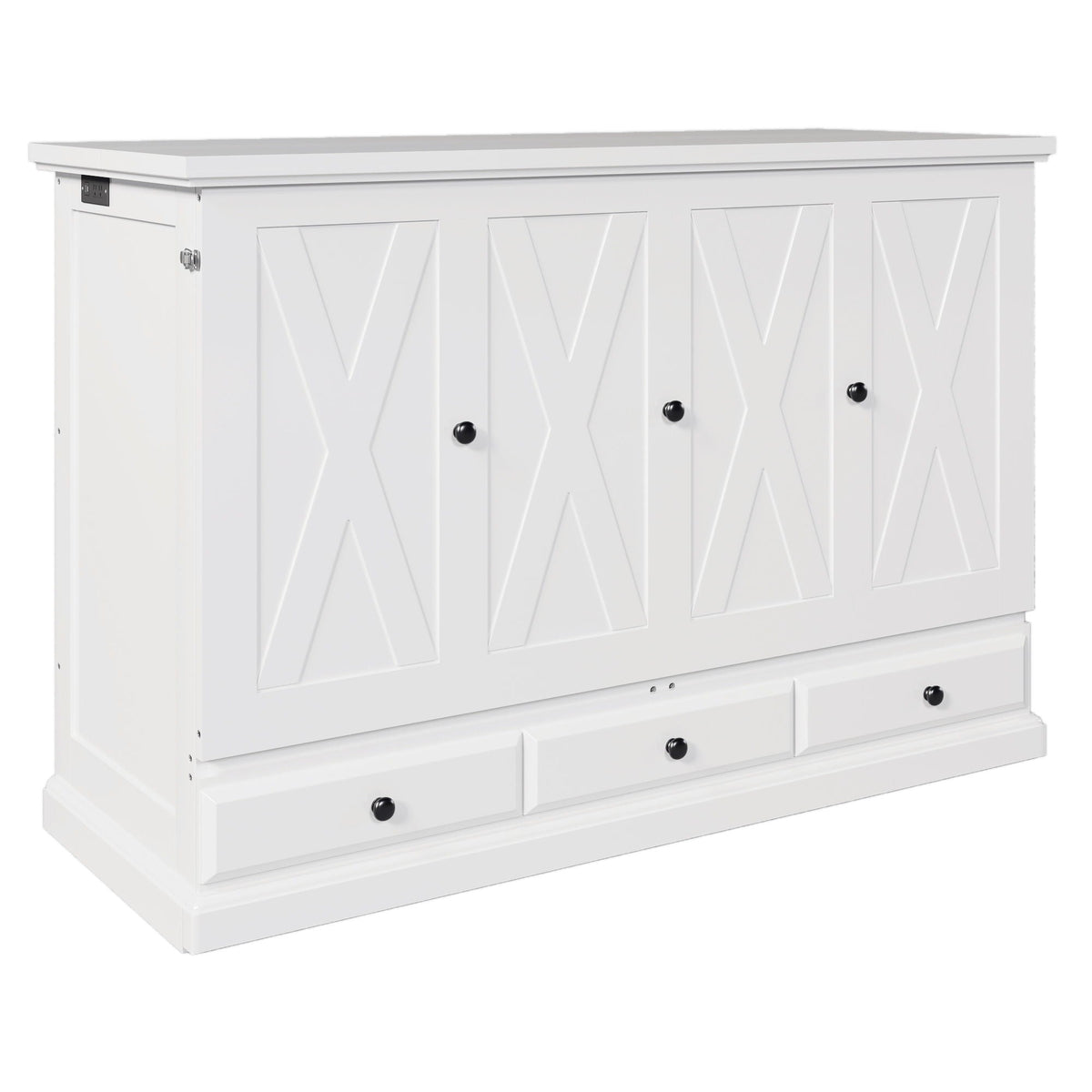 Solid Pine Murphy Bed Chest Cube Cabinet Bed With Charging Station And Large Storage Drawer For Home Office - view 3