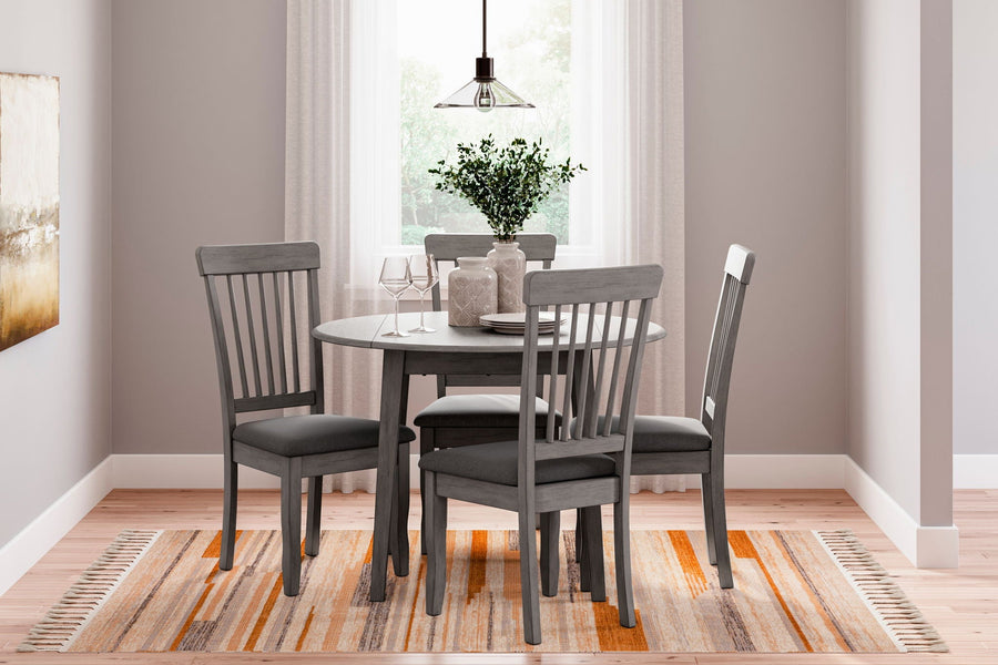 Shullden - 5 Pc. - Drop Leaf Table, 4 Side Chairs - Gray