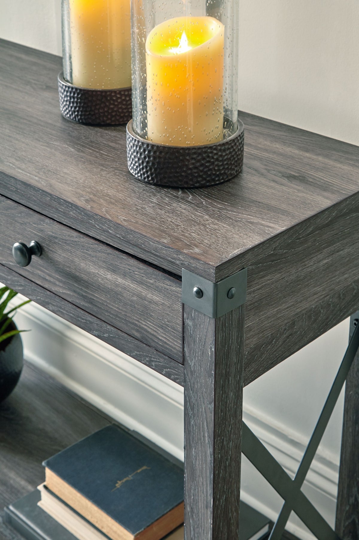 Freedan - Console Sofa Table - Grayish Brown