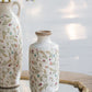 D5.3x10.6" Ceramic Cylinder Vase with Multi-Colored Floral Motifs