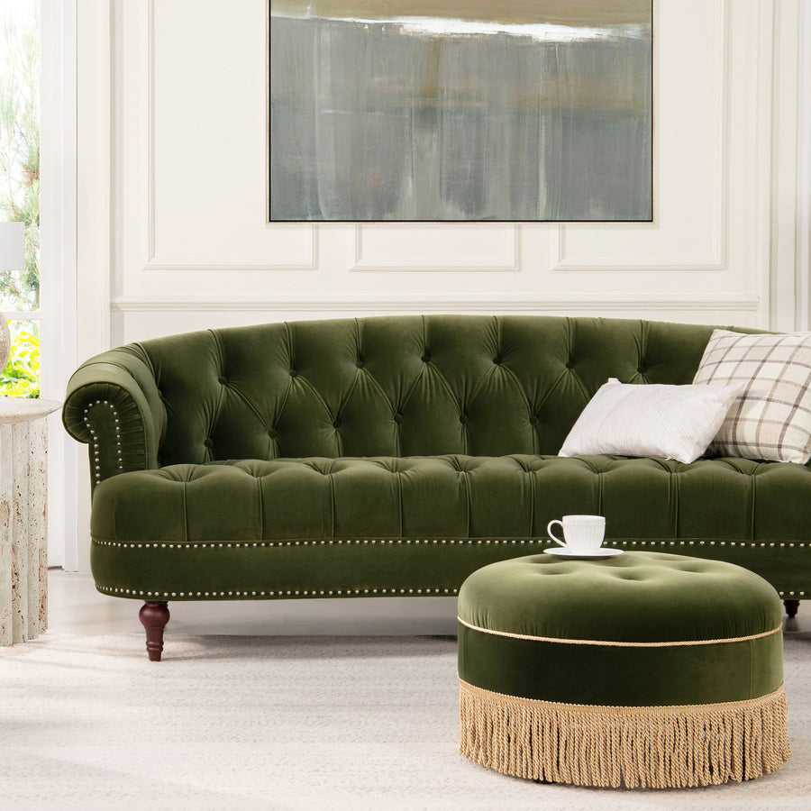 La Rosa Victorian Chesterfield Tufted Sofa - Olive