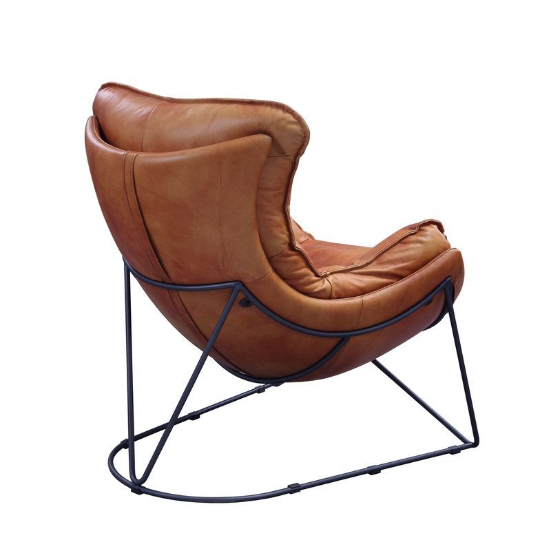 Thurshan - Accent Chair - Aperol Top Grain Leather & Black