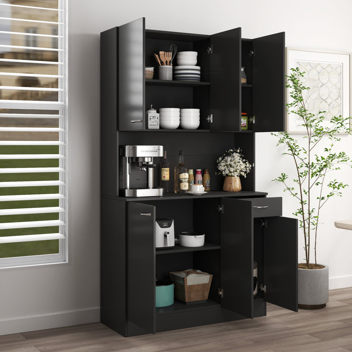 70.87" Tall Wardrobe & Kitchen Cabinet with 6 Doors