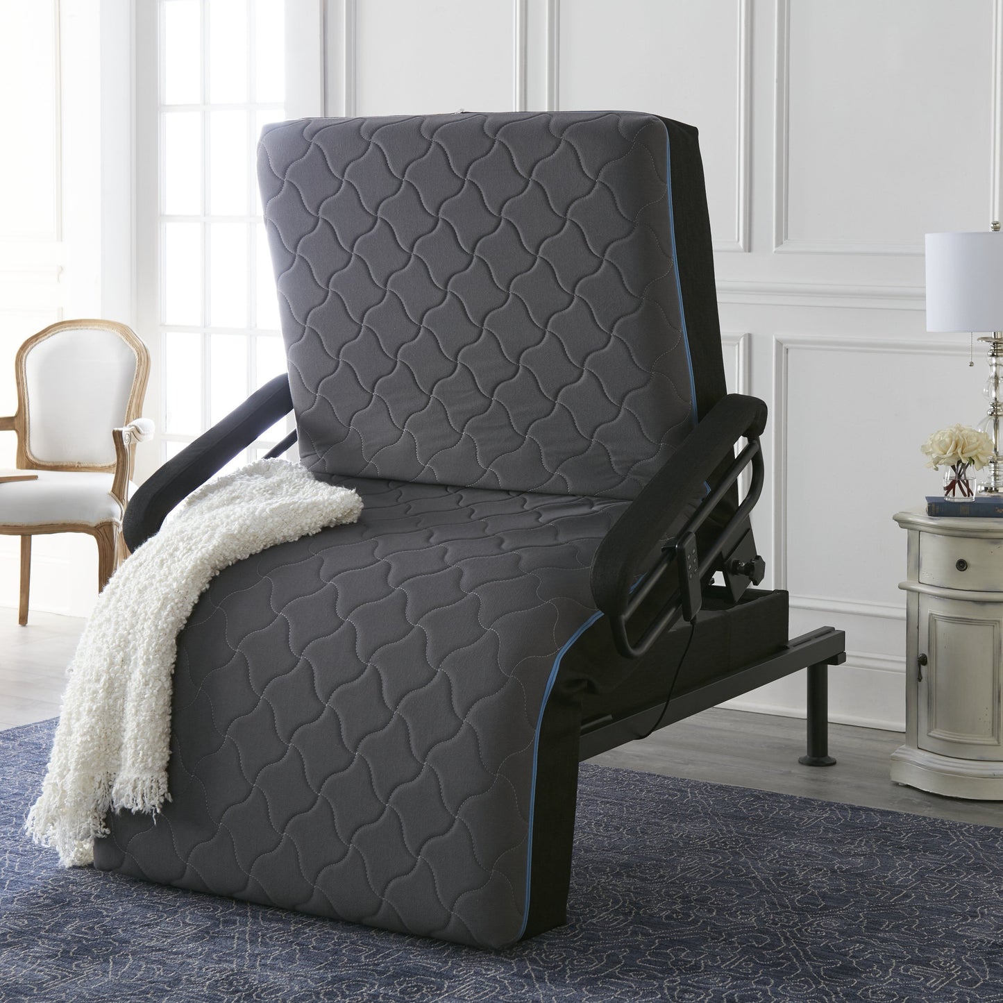 Twin Adjustable Sit to Stand Bed With Remote