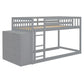 Twin Over Twin Bunk Bed with 4 Drawers and 3 Shelves - Gray