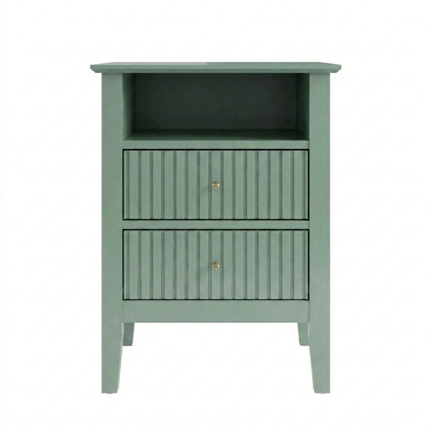 18" Fluted 2-Drawer Nightstand Set of 2, Modern