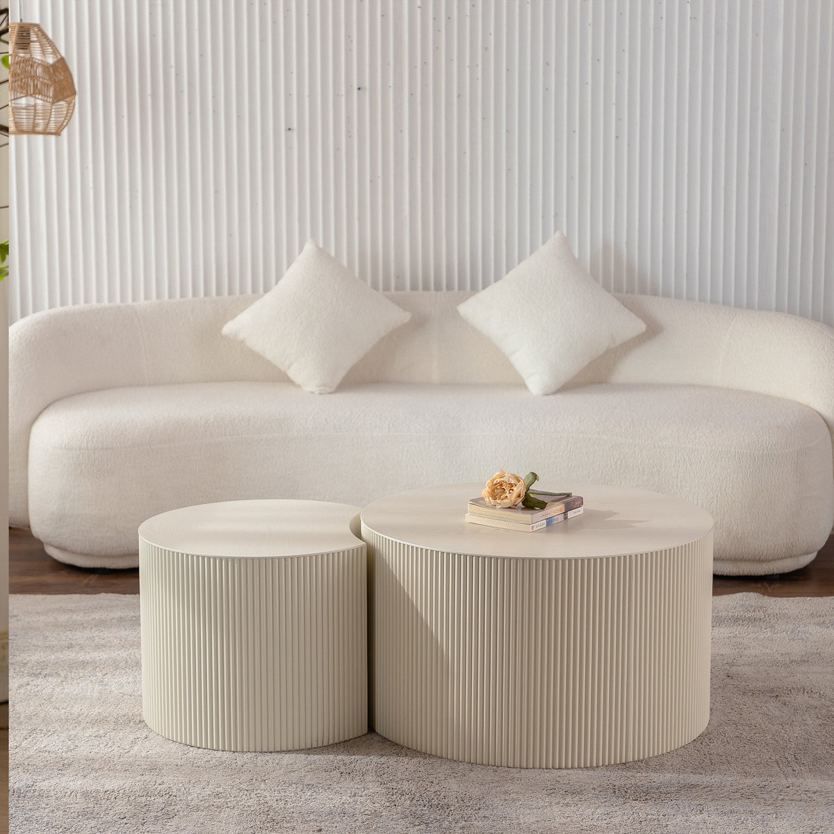 Handcrafted Round Coffee Table with Olive-Shaped Design - Multiple Colors
