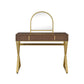 Coleen Walnut & Gold Finish Vanity Desk with Mirror & Jewelry Tray