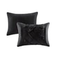 7 Piece Tufted Comforter Set Black California King