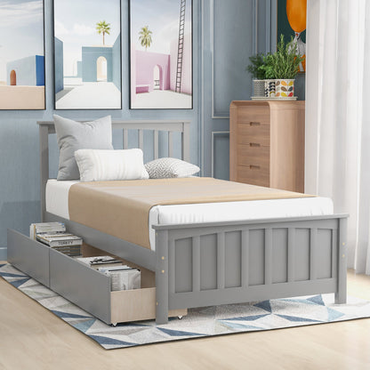 Twin Size Platform Bed with Two Drawers