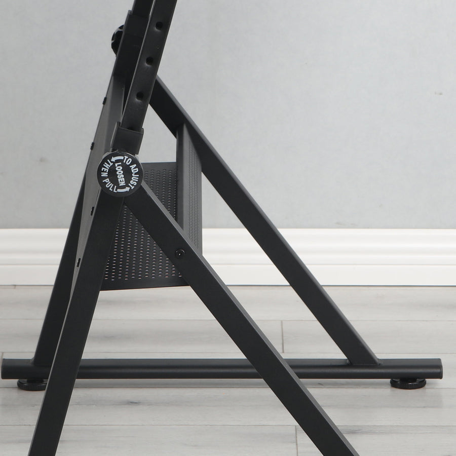 Black Adjustable Tempered Glass Drafting Table with Chair