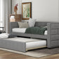 Twin Size Daybed with Trundle, Upholstered Daybed with Padded Back