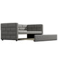 Twin Size Daybed with Trundle, Upholstered Daybed with Padded Back