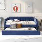 Upholstered Daybed with Trundle, Wood Slat Support, Twin Size