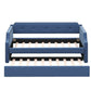 Upholstered Daybed with Trundle, Wood Slat Support, Twin Size