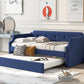 Upholstered Daybed with Trundle, Wood Slat Support, Twin Size