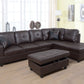 3 PC Sectional Sofa Set - Brown Faux Leather