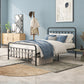 Metal Platform Bed Frame with Victorian Style Headboard