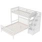 Twin Over Full Loft Bed with Staircase, White