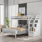 Twin Over Full Loft Bed with Staircase, White