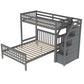 Twin Over Full Loft Bed with Staircase, Gray