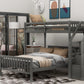 Twin Over Full Loft Bed with Staircase, Gray