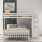 Twin Over Full Loft Bed with Staircase, White