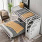 Twin Over Full Loft Bed with Staircase, White