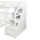 Twin Over Full Loft Bed with Staircase, White